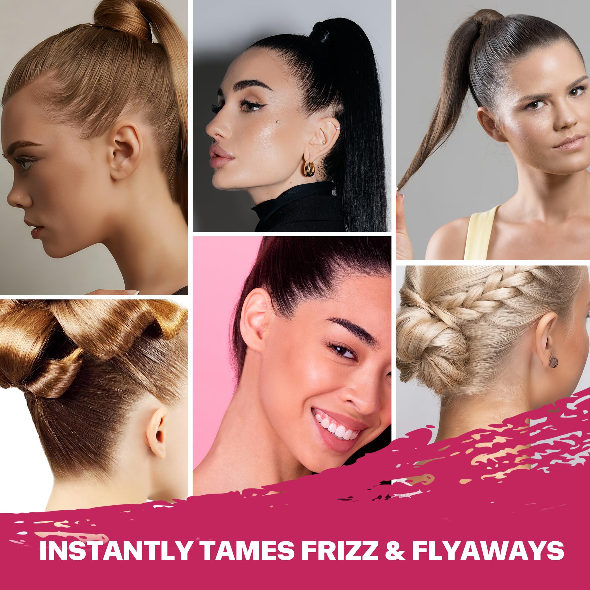 immetee Barra de Cera para el Cabello Mujer - Control Antifrizz y Mechas Sueltas - No Grasa, Sin Residuos, Fijador para Peinados, Pelucas y Control de Contorno, 1.05oz/30g (Frambuesa)