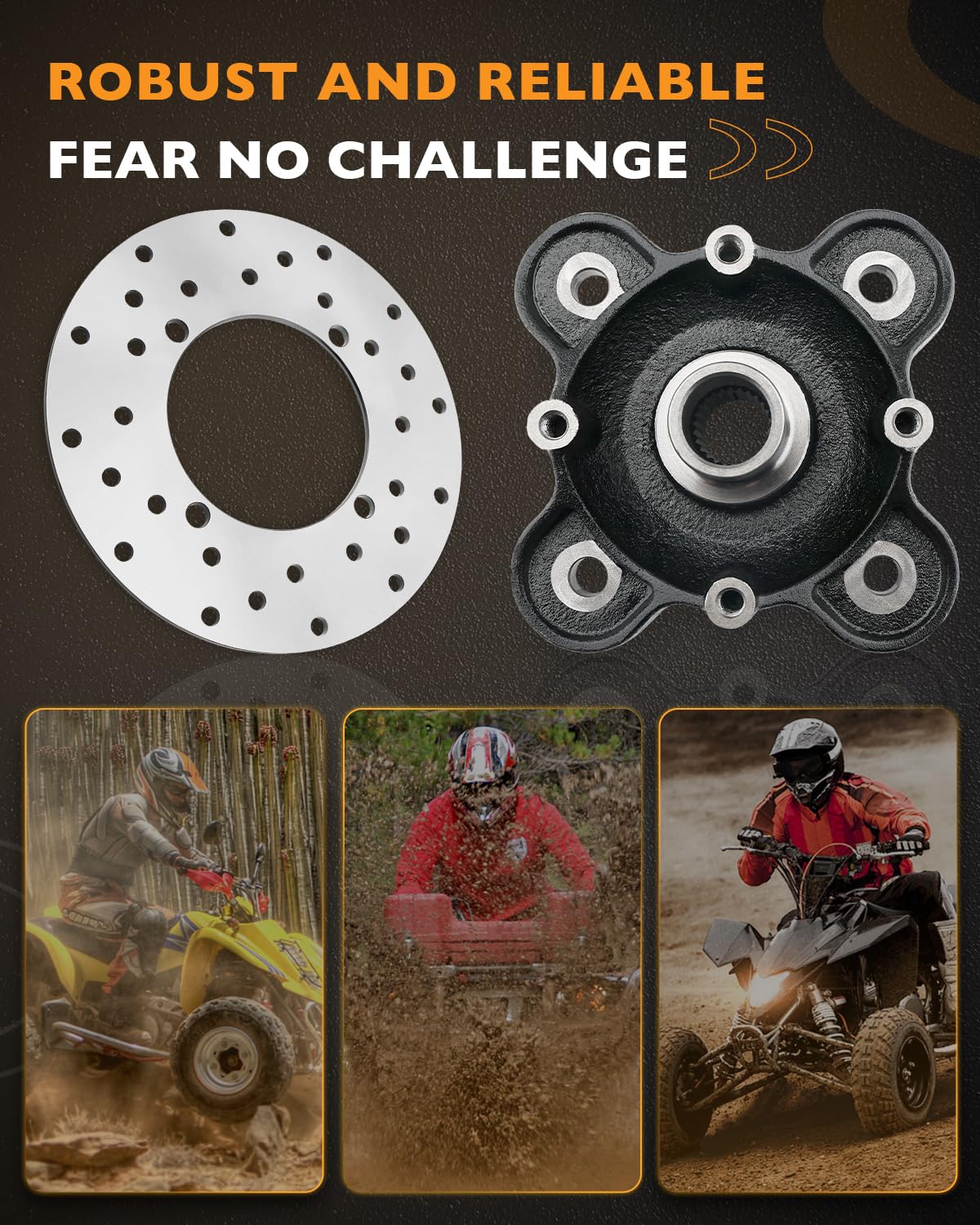 Rear Wheel Hub Bearing Studs Brake Disc Rotor Kit, Compatible with 2013-2022 Polaris Ranger 570/900/XP 900/1000/XP 1000/Diesel, Brutus, GEM eM1400, M1400, Pro XD & More, Replace# 5137431-067, 5248250