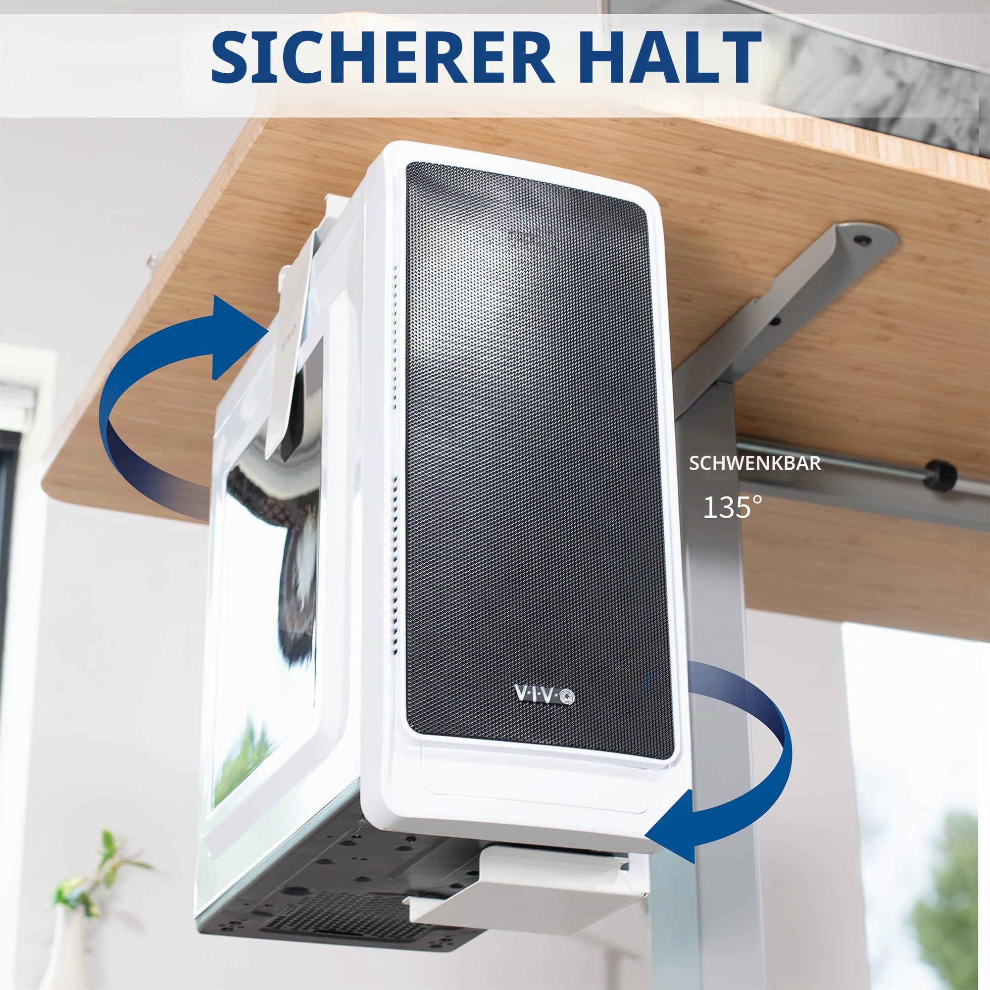 VIVO MOUNT-PC01W Verstellbare Untertisch- und Wandhalterung für PC mit 3,5 - 7,8 Zoll Breite, Computergehäuse CPU-Halterung mit Drehgelenk und sicherer Verriegelung, Weiß, MOUNT-PC01W