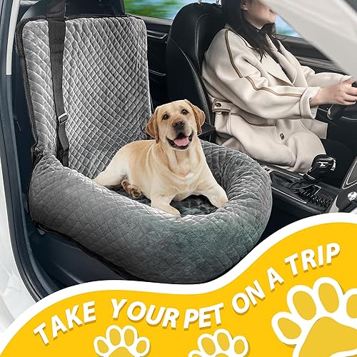 Miniatura 5 de Asiento de automóvil para perros pequeños y medianos, desmontable lavable, asiento elevador de seguridad para mascotas, cómodo, ultra suave y