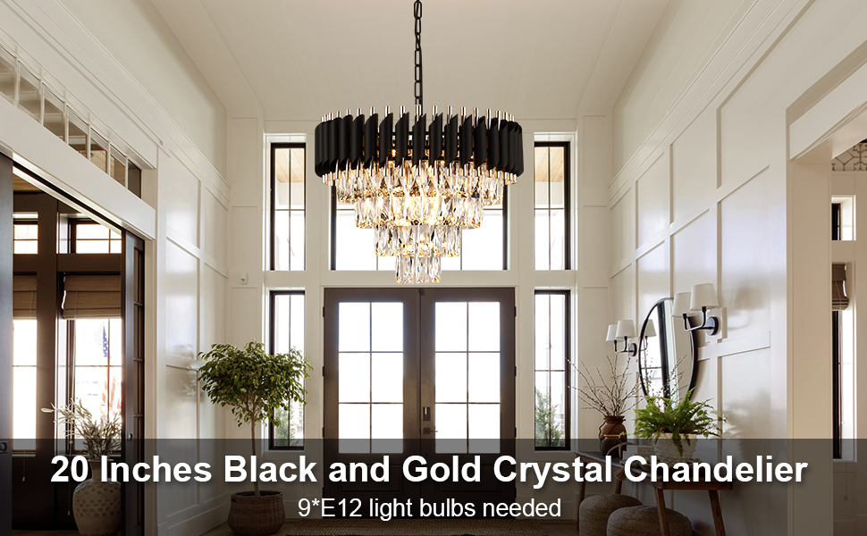 Image of Modern Crystal Chandelier - 20 inch Crystal Ceiling Pendant Light 4 Tier