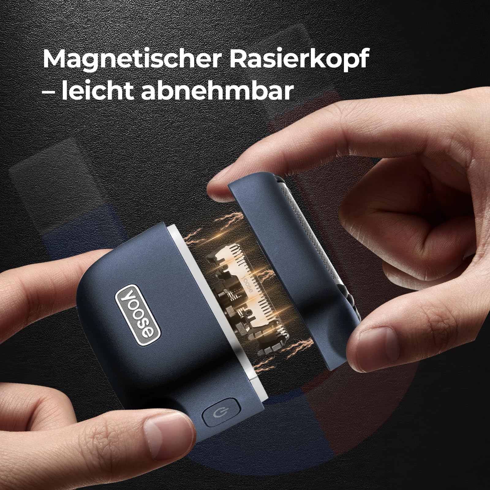 Yoose MINI 5 Rasierer Herren Elektrisch Bart Trimmer, Elektrischer Elektrorasierer Mann Nassrasierer Trockenrasierer, IPX7 Wasserdicht, Wiederaufladbar mit USB C, 100 Min Laufzeit, Blau