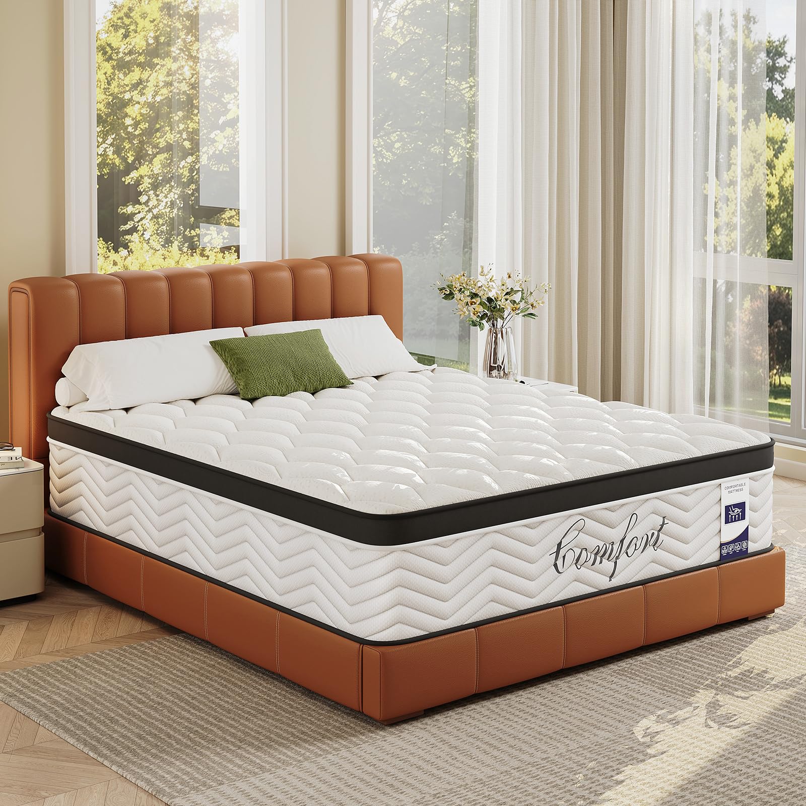 JEEKEA 12 Inch Full Size Mattress, Hybrid Memory Foam Mattress in a Box
