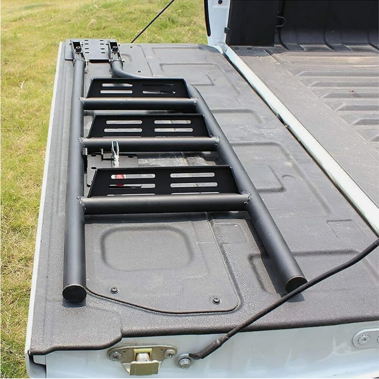 VERBANA Échelle de hayon Compatible avec Ford Ranger 2007-2023 Échelle de hayon pliante Échelle de lit de camion pour camionnette, Noir, HC1001