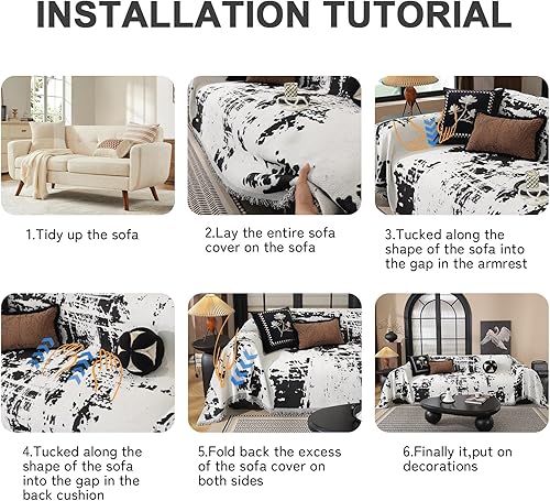 Miniatura 158 de HANDONTIME fundas de sofá beige para sofá, fundas boho de jacquard y corduroy para perros, funda de sofá de felpilla para perros, protector suave