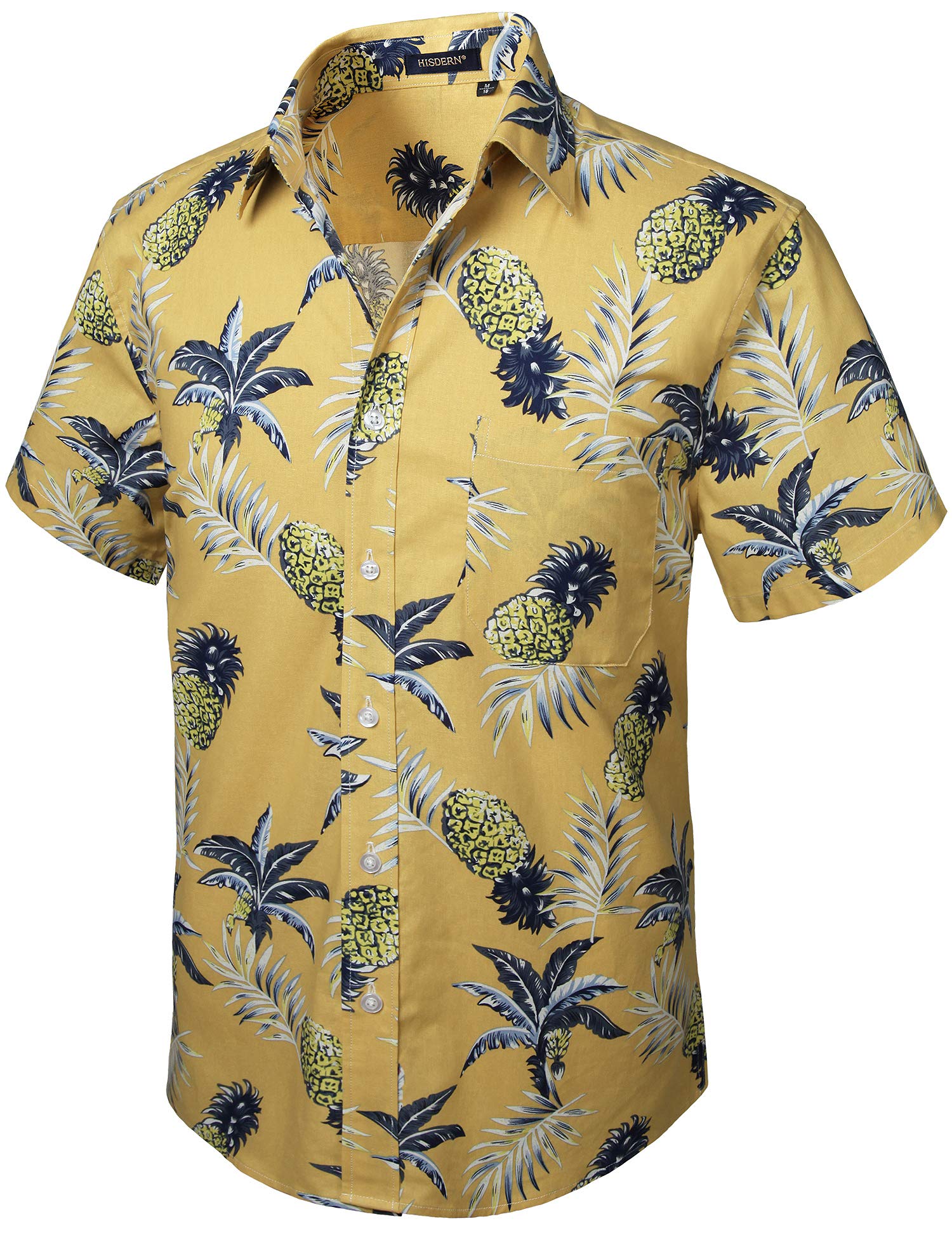 HISDERN Camisas Aloha Hawaiana Funky de Manga Corta Bolsillo Delantero Vacaciones de Verano Impreso Playa Camisa Informal de Hawaii S-2XL