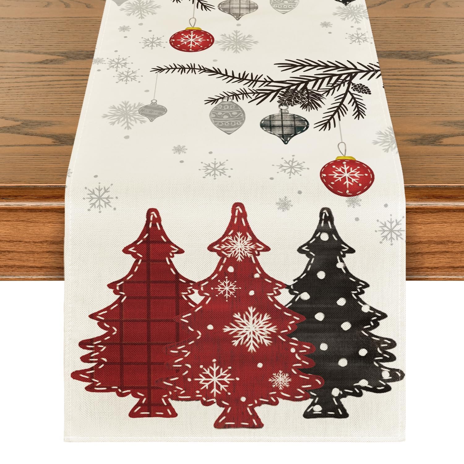 Artoid Mode Camino de Mesa de Navidad con Pinos Rojos, Decoración Navideña de Invierno para Mesas de Cocina, Decoración de Fiestas de Interior 40x140 cm