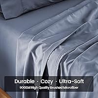 Vista 4 de SLEEP ZONE Juego de sábanas de 3 piezas para niños con bolsillos extra profundos, juego de sábanas de microfibra cepillada súper suave