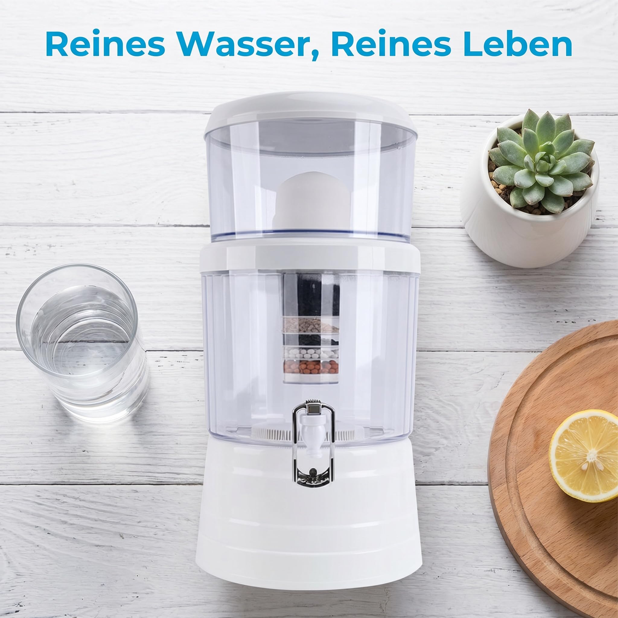 Wasserfilter Spender, 16L Wasserfilter Pitcher, Tischwasserfilter