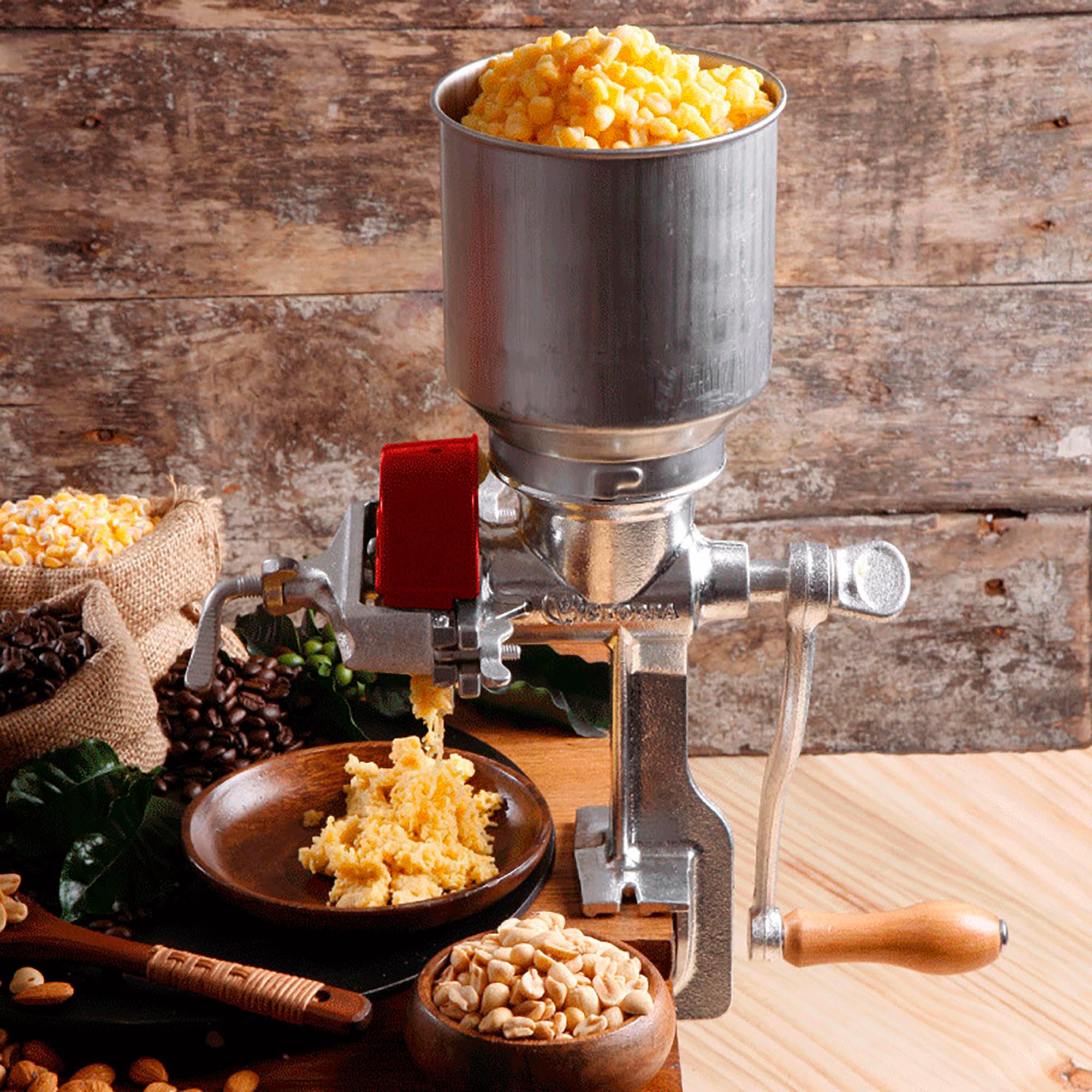 Victoria Mulino Grano Manuale Macinino Cereali in Ghisa per Macinare Caffè, Mais, Avena, Spessore di Macinatura Regolabile, Tramoggia Alta, Grain Grinder con Morsetto da Tavolo