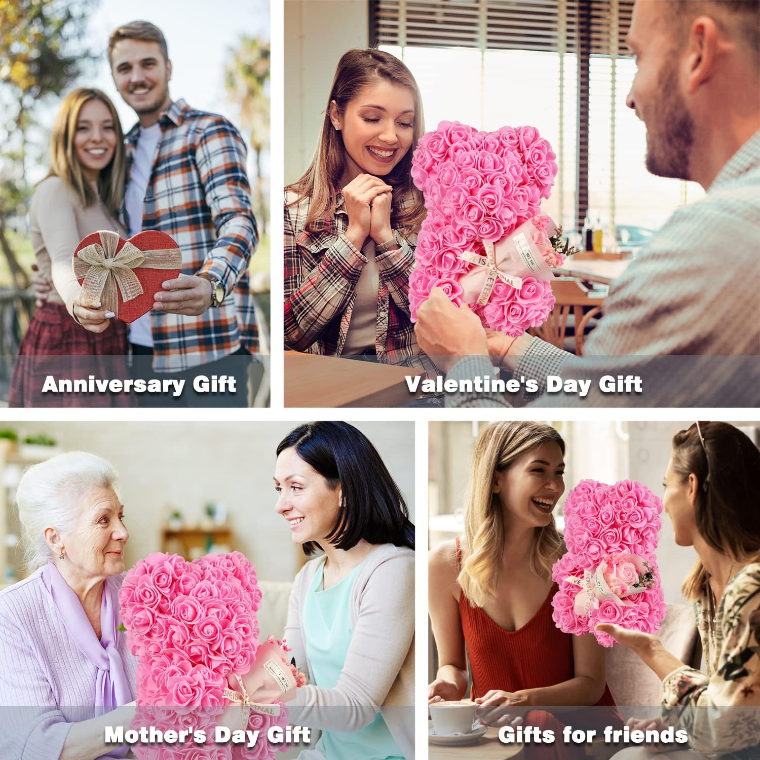 Valentines Day Gifts for Her Rose Bear for Women, Artificial Rose Teddy Bear Birthday Bouquet, Mother's Day Rose Gift, Perfect for Wife, Mom, Grandma - Image 7
