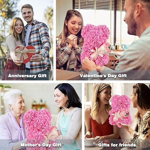 Miniatura 7 de K KYMAKE Regalos del día de San Valentín para ella, oso de rosas para mujer, ramo de cumpleaños de oso de peluche de rosas artificiales, regalo de