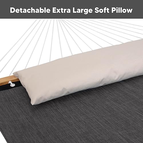 Miniatura 3 de SUNCREAT Hamacas para exteriores con soporte, hamacas dobles extra grandes para 2 personas resistentes, capacidad de 450 libras, gris oscuro