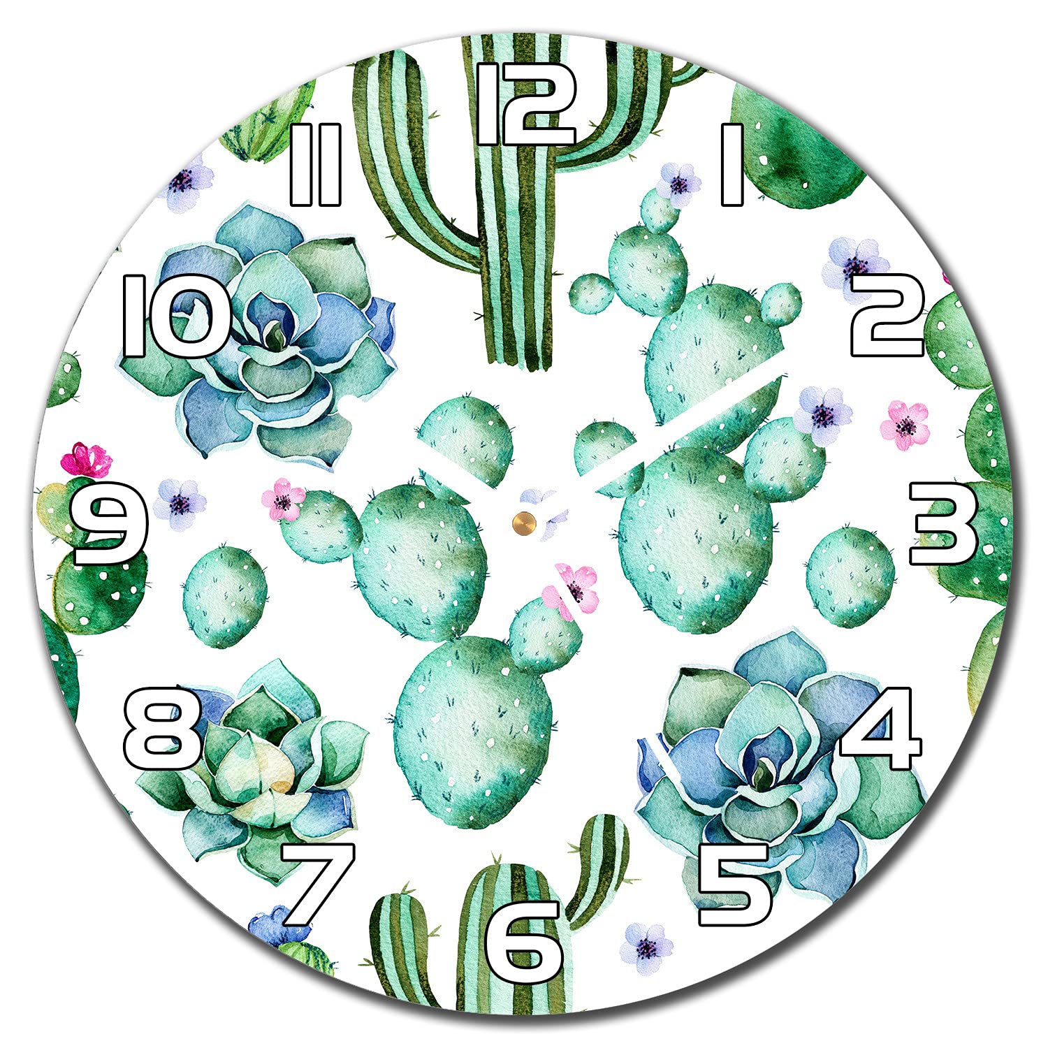 Horloge en verre de sécurité Coloray avec impression moderne cactus