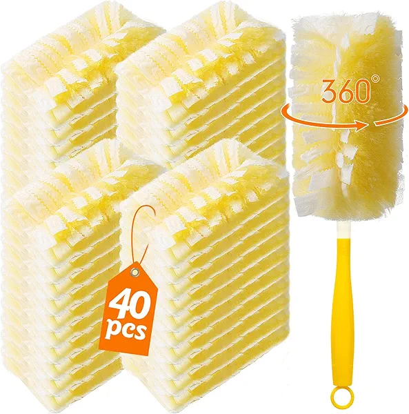 Senowi 40 Count 360° Heavy Duty 2 Sided Duster Refills Compatible with Swiffer, Large Size-Extra Thick Disposable Electrostatic Feather Duster Refill with 1 Short Handle for Furniture, Blinds, Ceiling