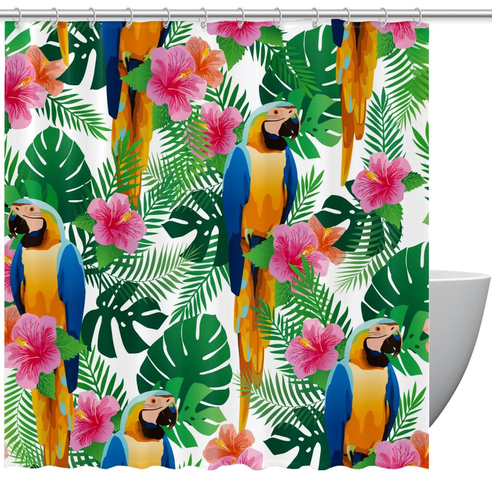 Rideau de douche perroquet grand format 167x182 cm salle de bain