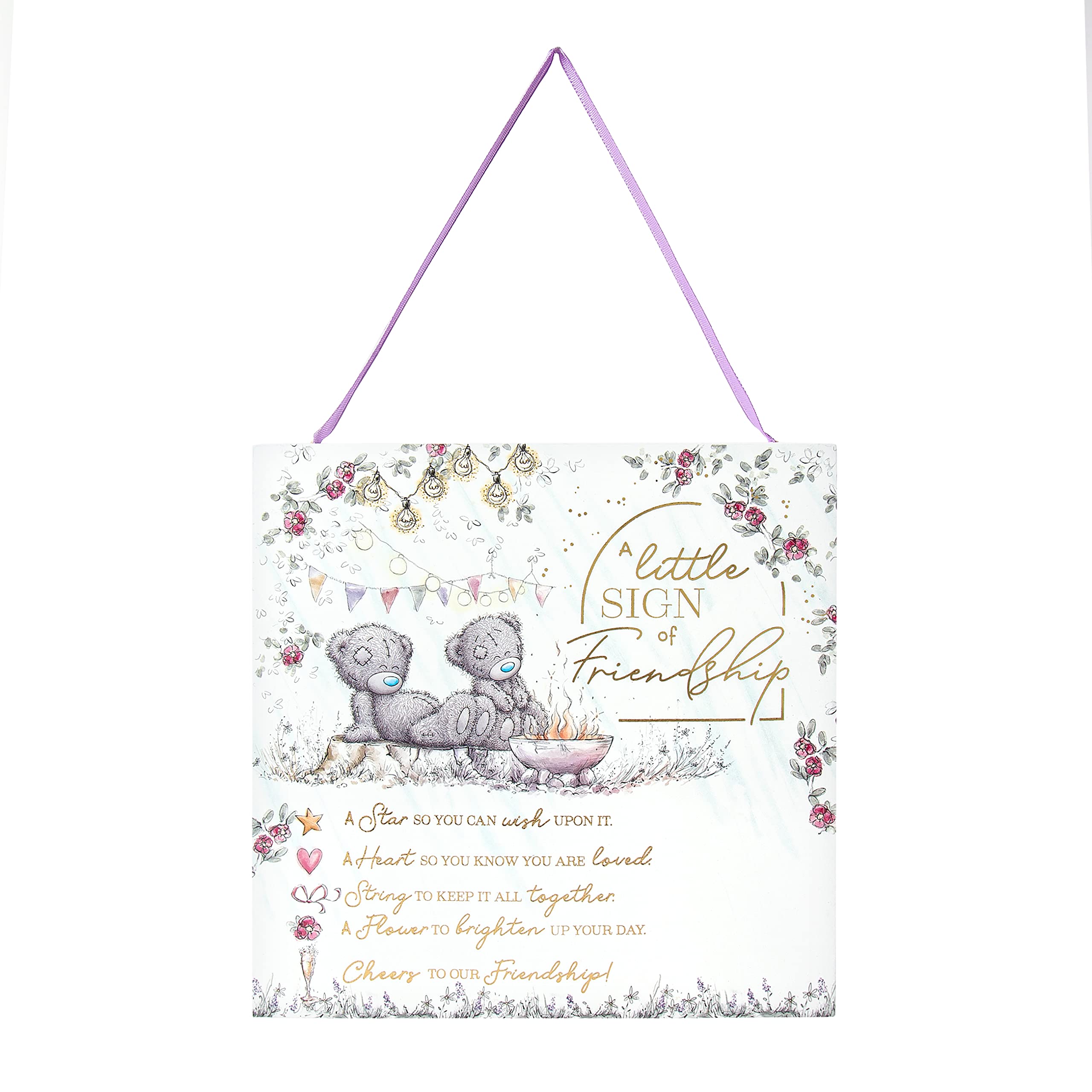 Me to You Tatty Teddy 'Little Sign' Friendship Plaque - Official Signature Collection, White, Gray, Red, 15cm