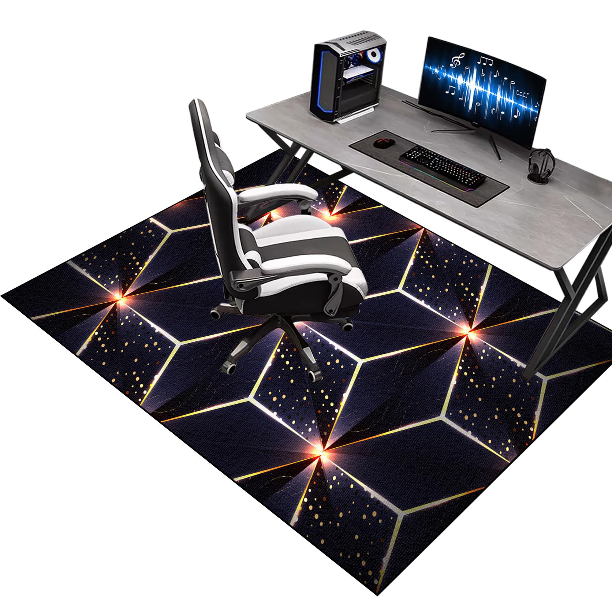 Alfombra para Silla de Escritorio Gaming 140 x 150 cm Alfombrilla para Silla Gaming Protector de Suelo para Silla Ruedas Tapete Antideslizante para Oficina Alfombrilla Protección para Suelos Duros