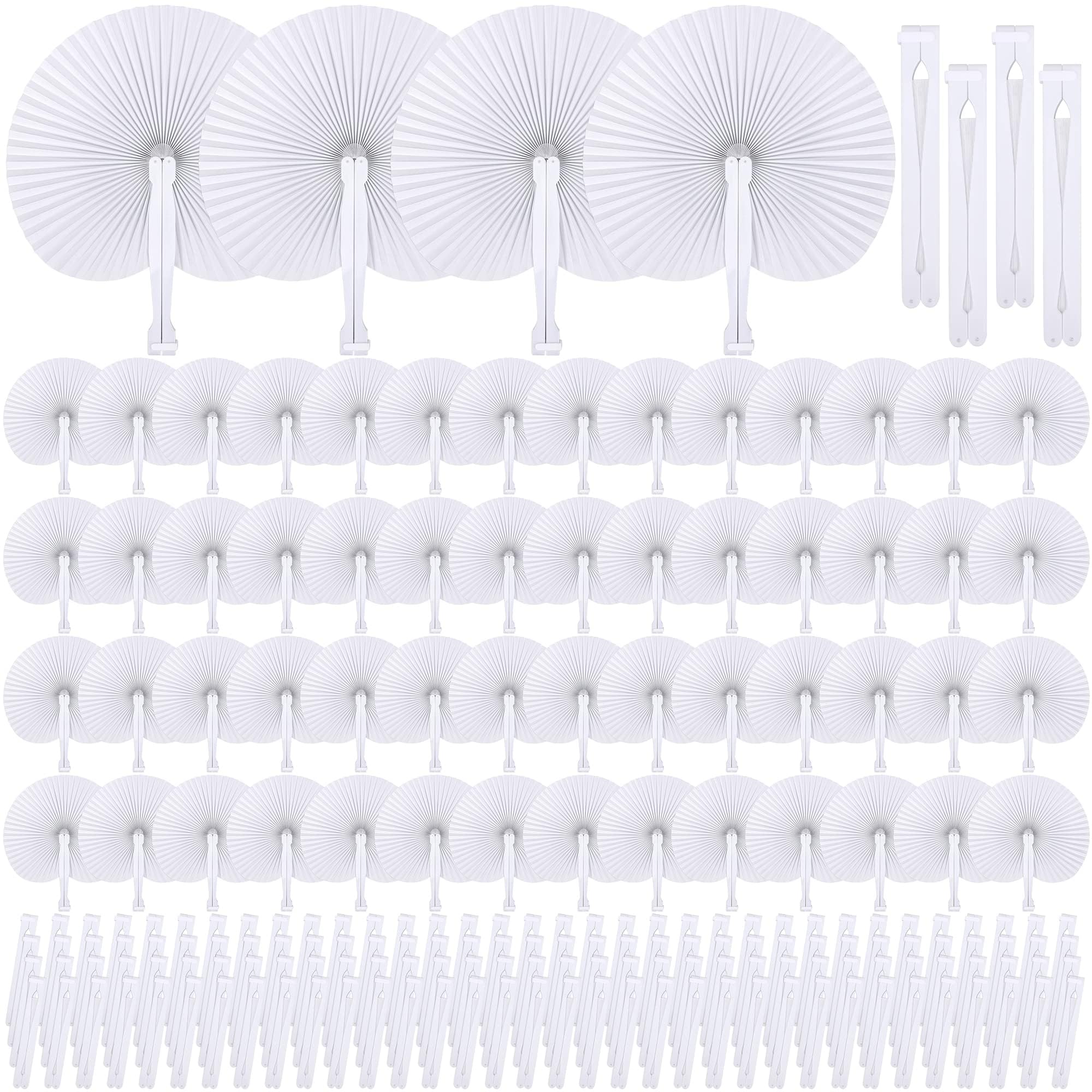 Éventails pliables en papier blanc ronds pour cadeaux de mariage originaux et invités