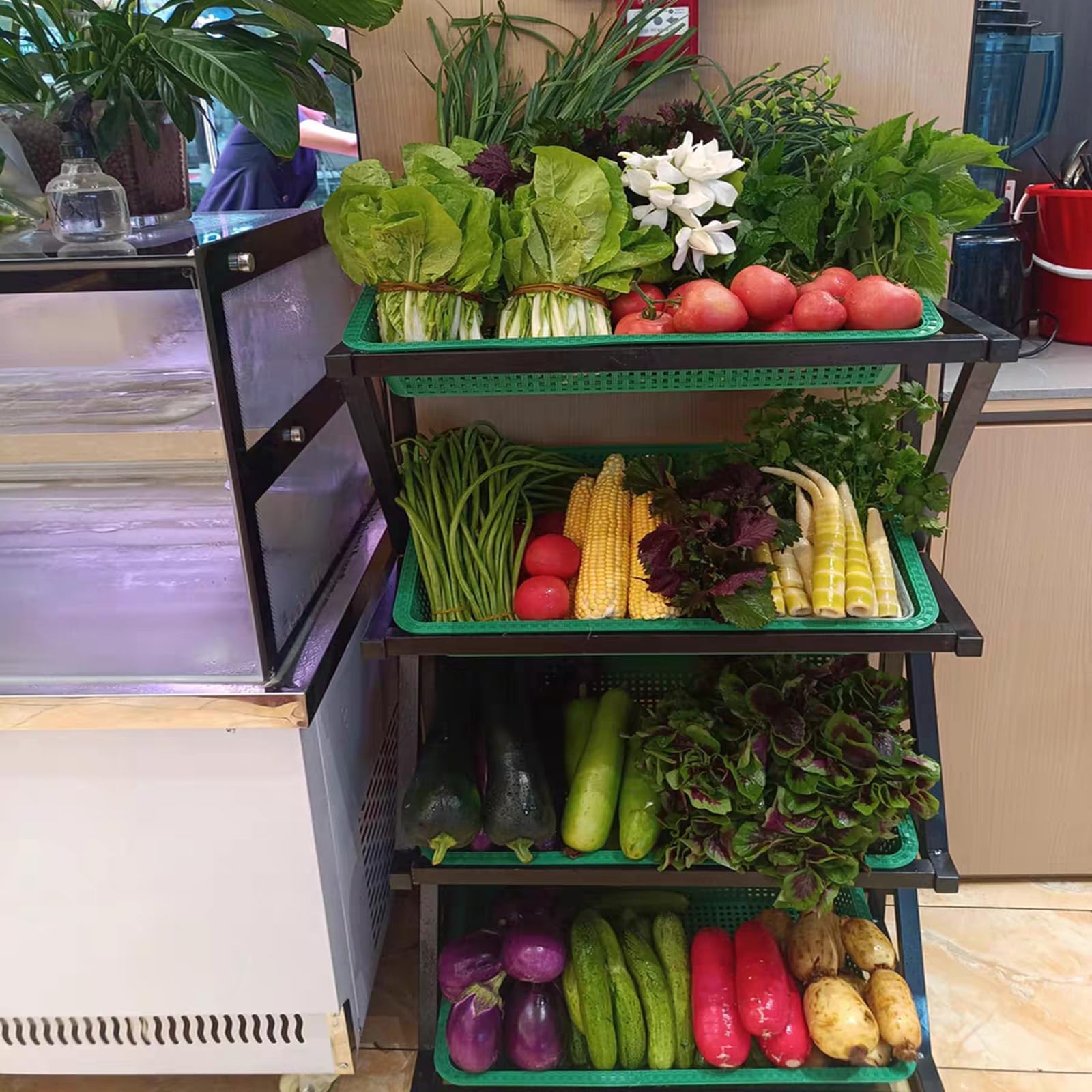 Versatile dispensa da cucina con 8 cesti, soluzione per riporre la spesa e uso domestico e commerciale, design salvaspazio