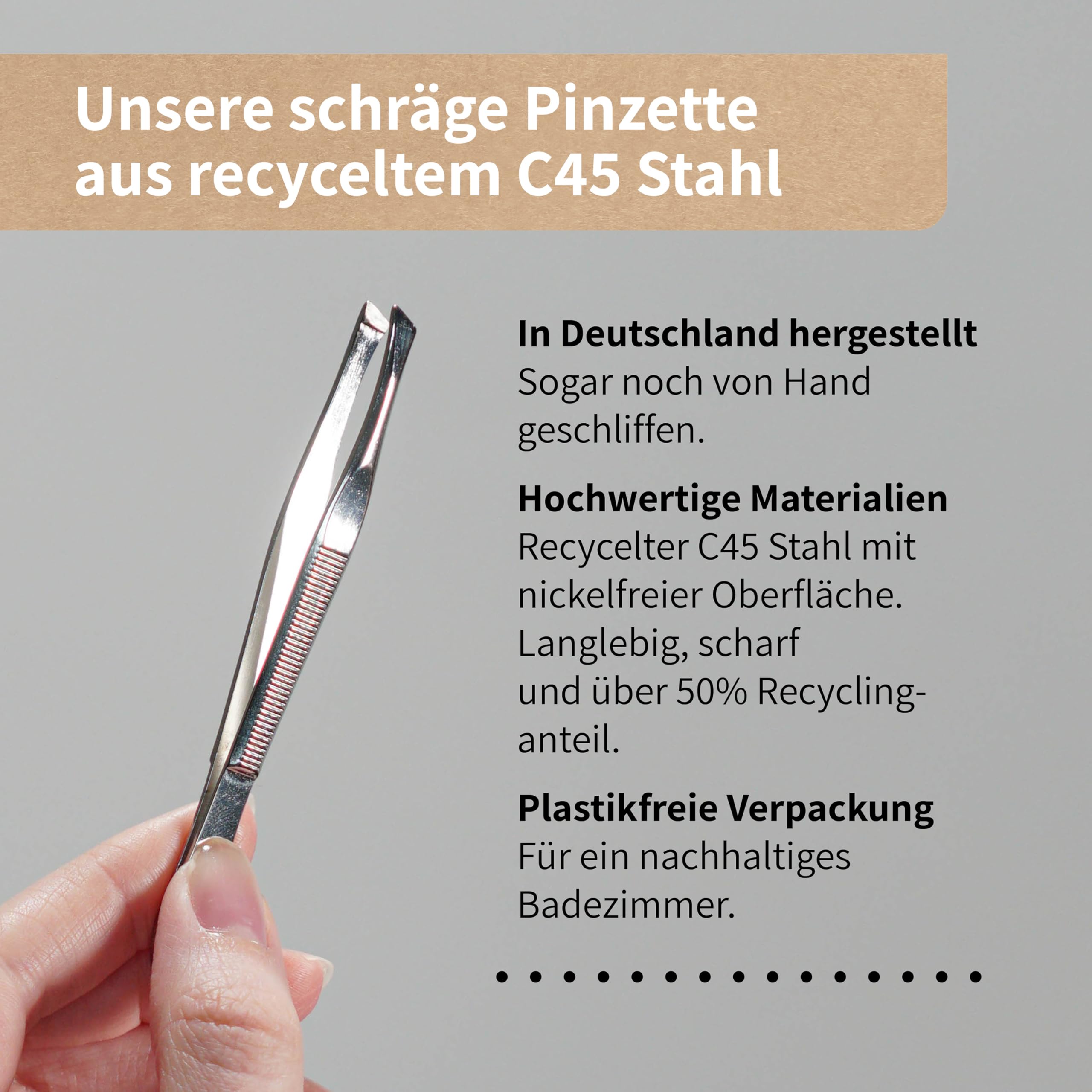 Niyok® Pęseta z Solingen z ukośną końcówką • Made in Germany • Pęseta do brwi do pielęgnacji twarzy, do wyrywania brwi, brody i włosków • profesjonalna pęseta do wyrywania | Ukośna, precyzyjna końcówka do brwi, brody i drobnych włosków, powłoka bez niklu