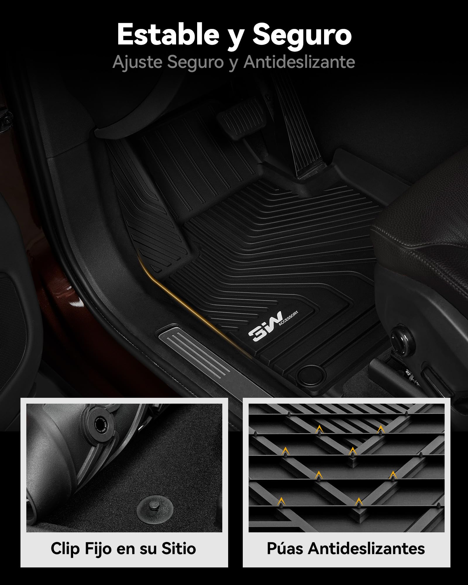 3W Alfombrillas de Coche y Maletero Compatible con Volvo XC60 2018-2025 2026, Thorex™ Alfombrillas para Todo Tipo de Clima para Volvo XC60 la 1ª y 2ª Fila Juego Completo, Negro