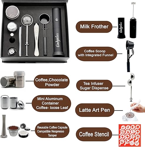 Miniatura 2 de Juego de regalo de barista, cápsulas de espresso reutilizables, espumador de leche, utensilios de cocina, accesorios de barra de café, infusores de