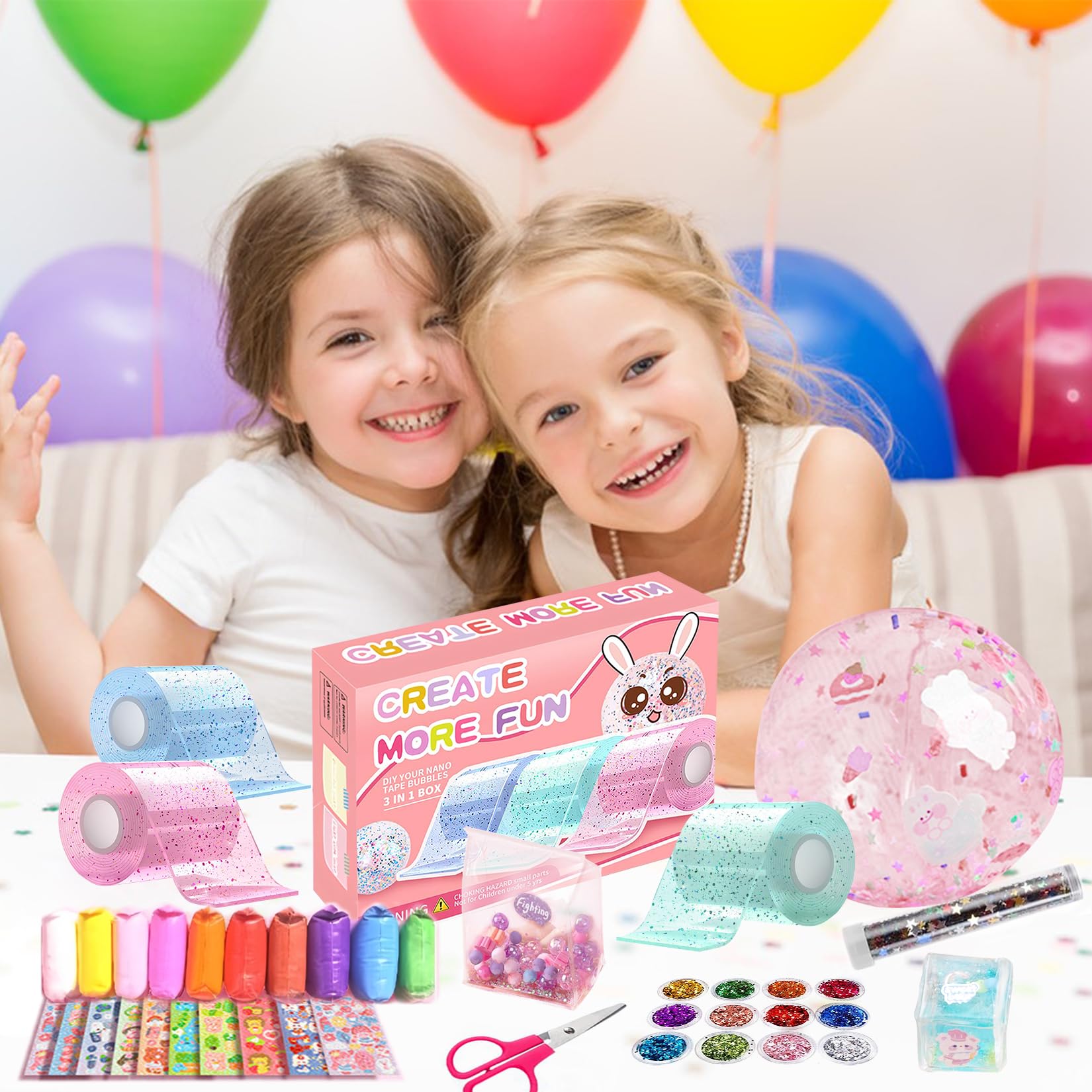 JurciCat Nano Tape Set 57 Piezas DIY Set Suave para el Alivio del Estrés y la Relajación Nano cinta ultra elástica Adecuado para niños Niños Niñas