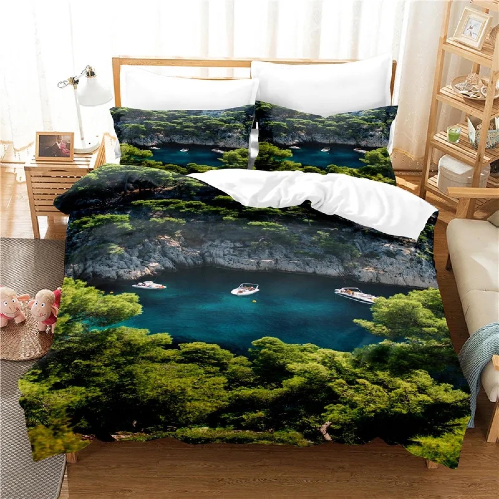 Housse de couette en polyester king queen qui évite les plis pour un lit toujours impeccable