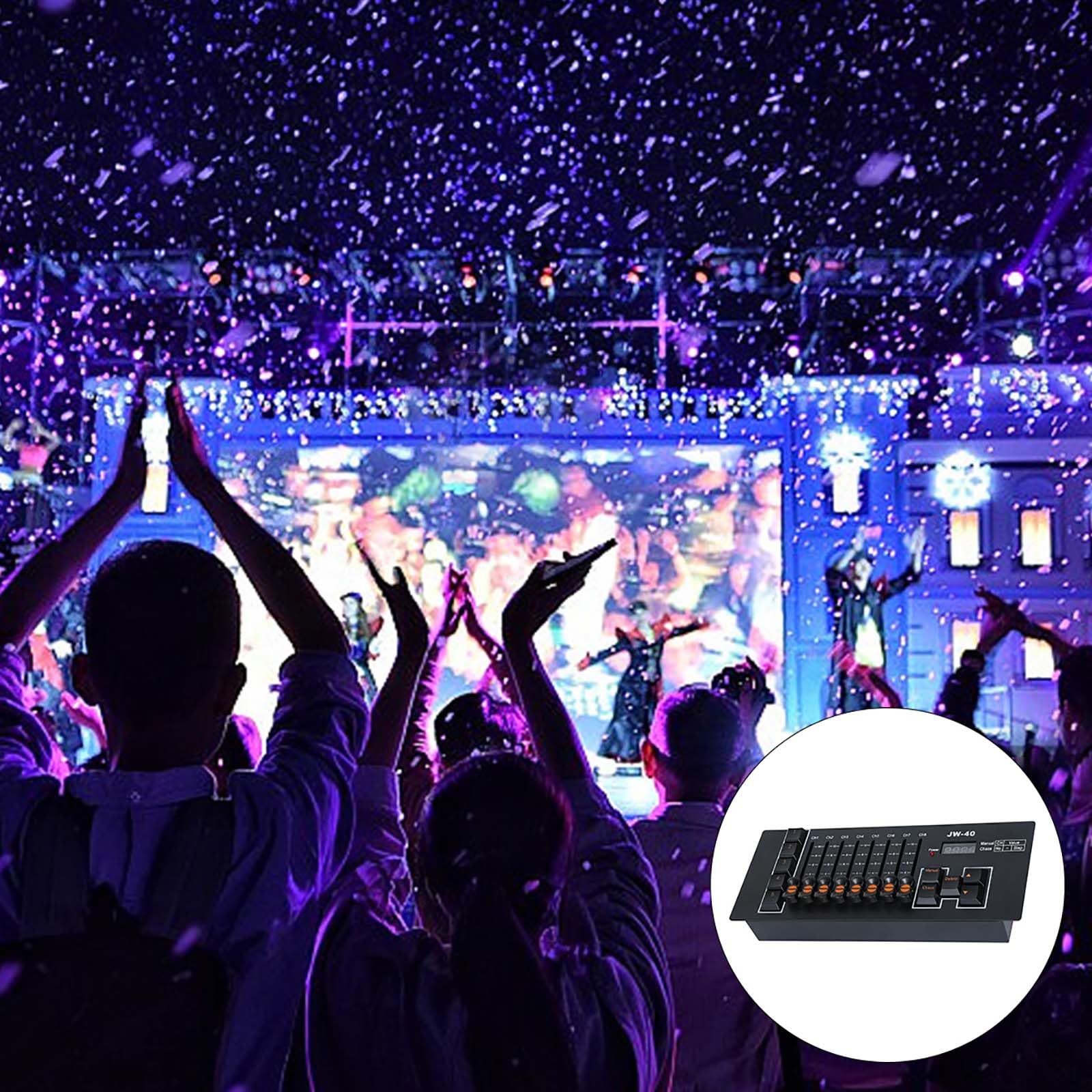 DMX512 Console Programmabili Costruire in Batteria 8 Cursori Canali 5 Effetti 40CH Controllo per Discoteca Evento Matrimonio Ricaricabile Controller Programmabile