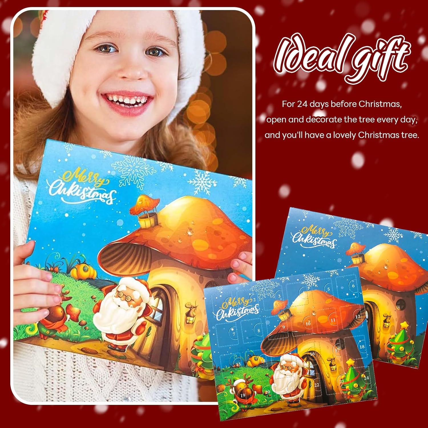 Mushroom Christmas Advent Calendar, 24 Days DIY Charm Bracelets Jewelry Xmas Countdown Calendar Box Beaded Bracelets Jewelry Making Kit Gift for Xmas Stocking Stuffers - Image 6