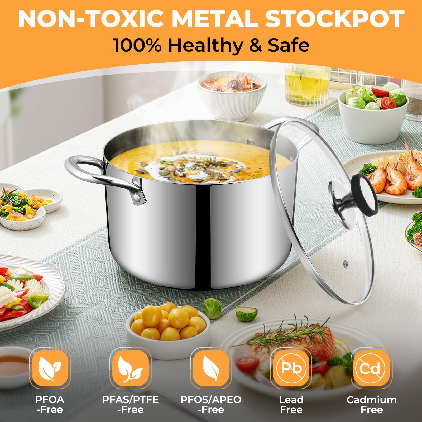 EWFEN 6.5qt Stainless Steel Stock Pot - Induction Cookware -6 EWFEN 6.5qt Stainless Steel Stock Pot - Induction Cookware -6