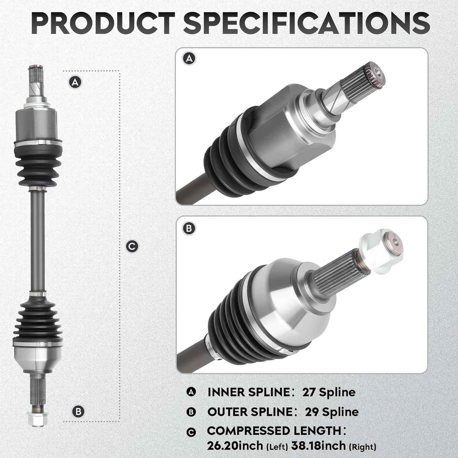 NEW Left & Right Front CV Axle Shaft Assembly fits for Nissan Altima 2007-2013 2.5L (NOT fit Hybrid model), for Rogue 2008-2013, Rogue Select 14-15, (Front-Wheel Drive Only), Driver & Passenger Side