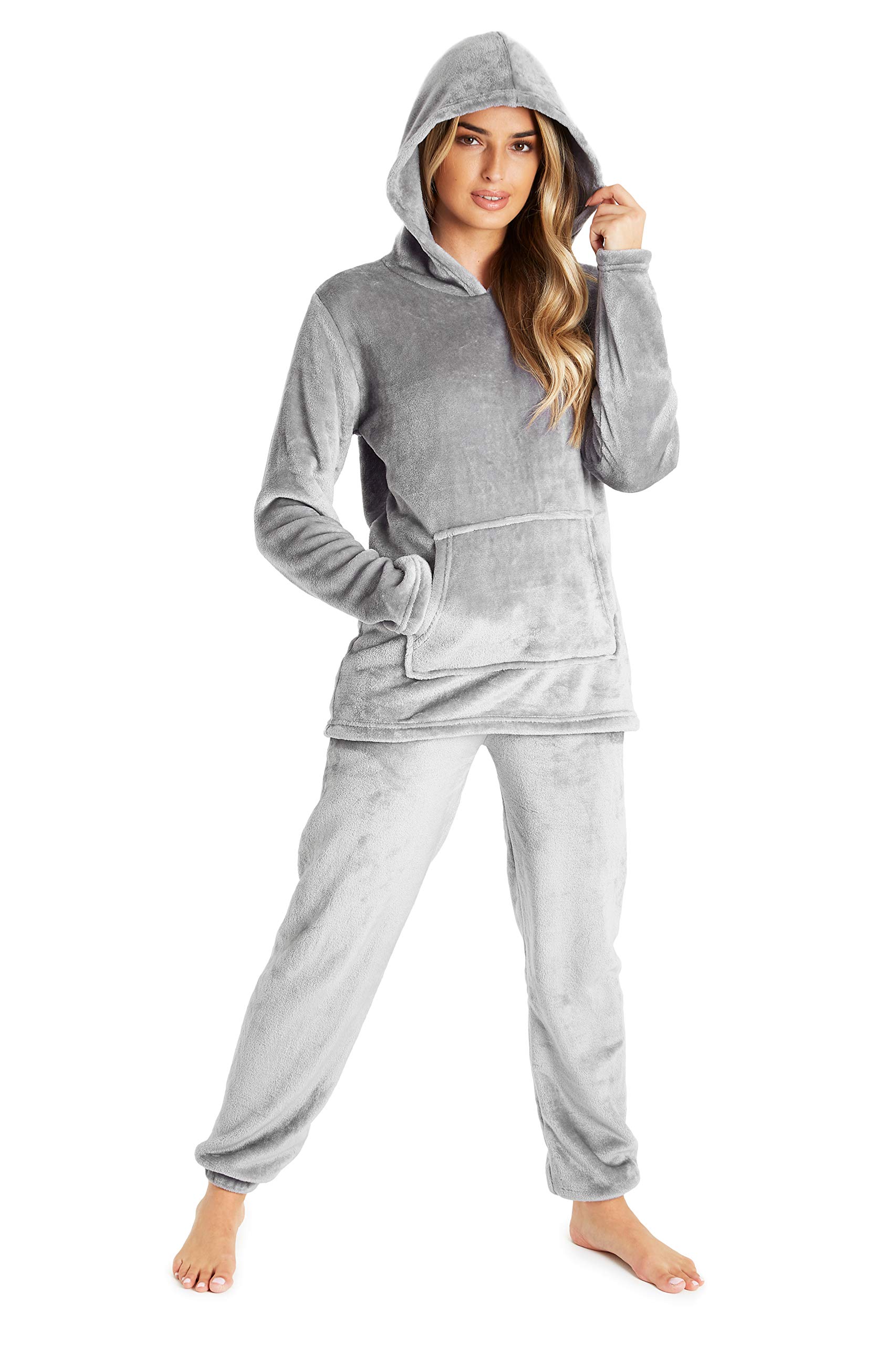 CityComfort Set Pigiama Donna Invernale in Pile, Pigiami con Cappuccio, 2 Pz Abbigliamento da Casa, Regalo Donna Adolescenti