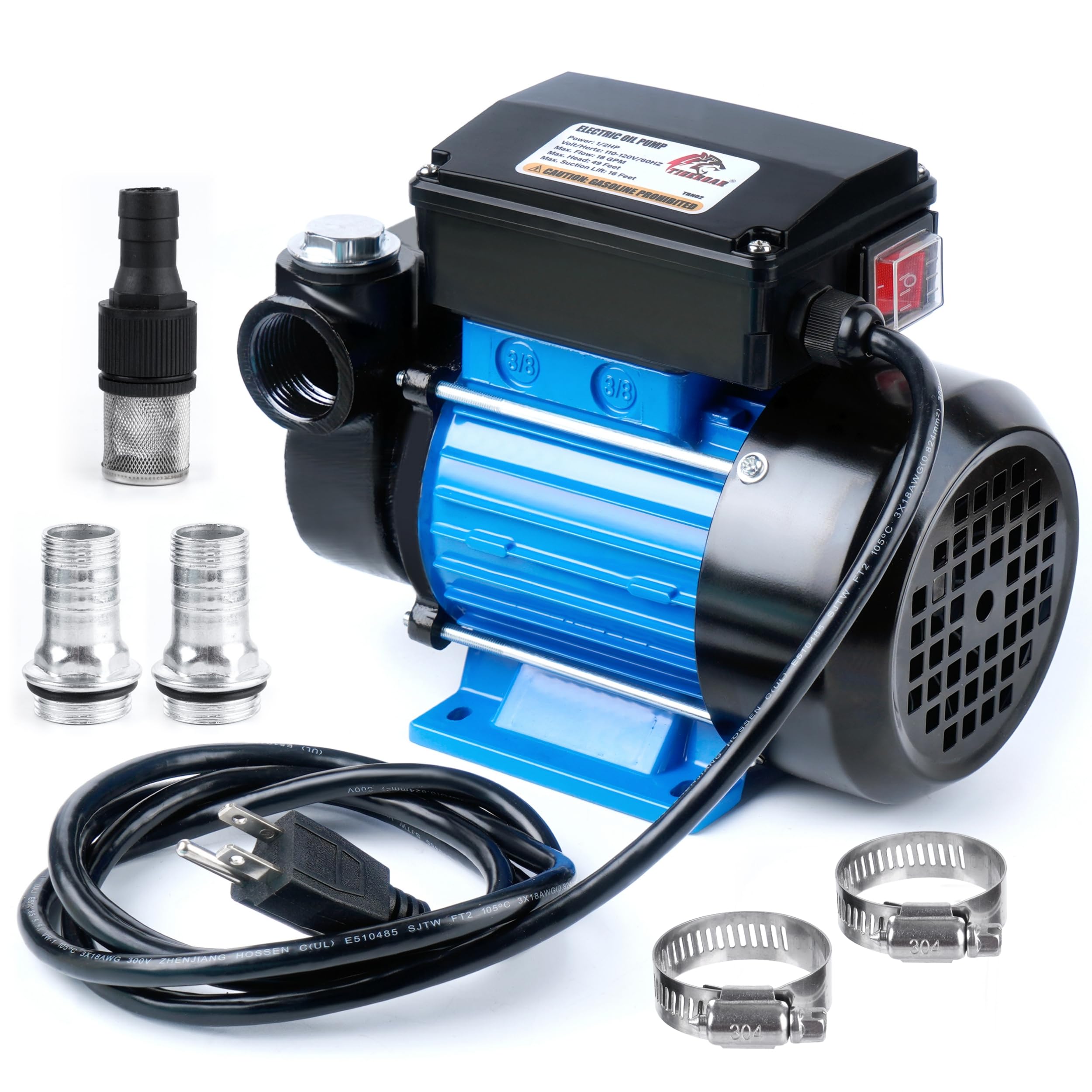 Photo 1 of TIGEROAR Oil Transfer Pump 110V Electric Fuel Transfer Pump 18 GPM Kerosene Biodiesel Diesel Fuel Filling Oil Draining