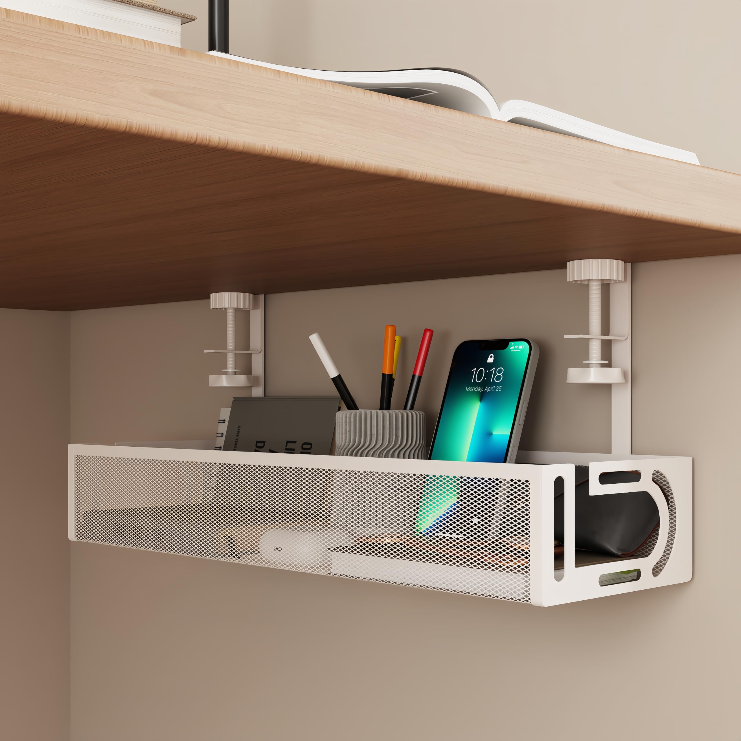 Kabel-Management-Tablett unter dem Schreibtisch – Kabel-Management-Organizer, Kabelmanagement unter dem Schreibtisch (White)