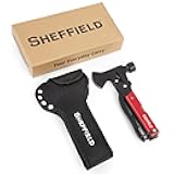 Sheffield 14-in-1 Multitool, Stocking Stuffers, Camping Hatchet Comes With 1680D Polyester Hatchet Sheath, Alloy Steel Camping Hammer Multitool, Great Hiking Gifts