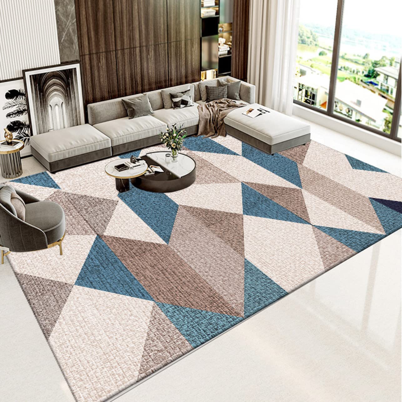 WTW(ダブルティー) ラグ (カーペット) 140cm x 200cm WTW ラグマット(幅200cm) ストーンウォッシュプリント コットン