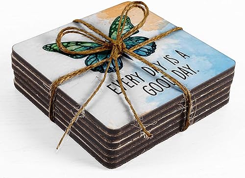 Miniatura 7 de Inkdotpot Juego de 6 posavasos decorativos antideslizantes, base de corcho antideslizante de 4 pulgadas, posavasos cuadrados impresos fáciles de