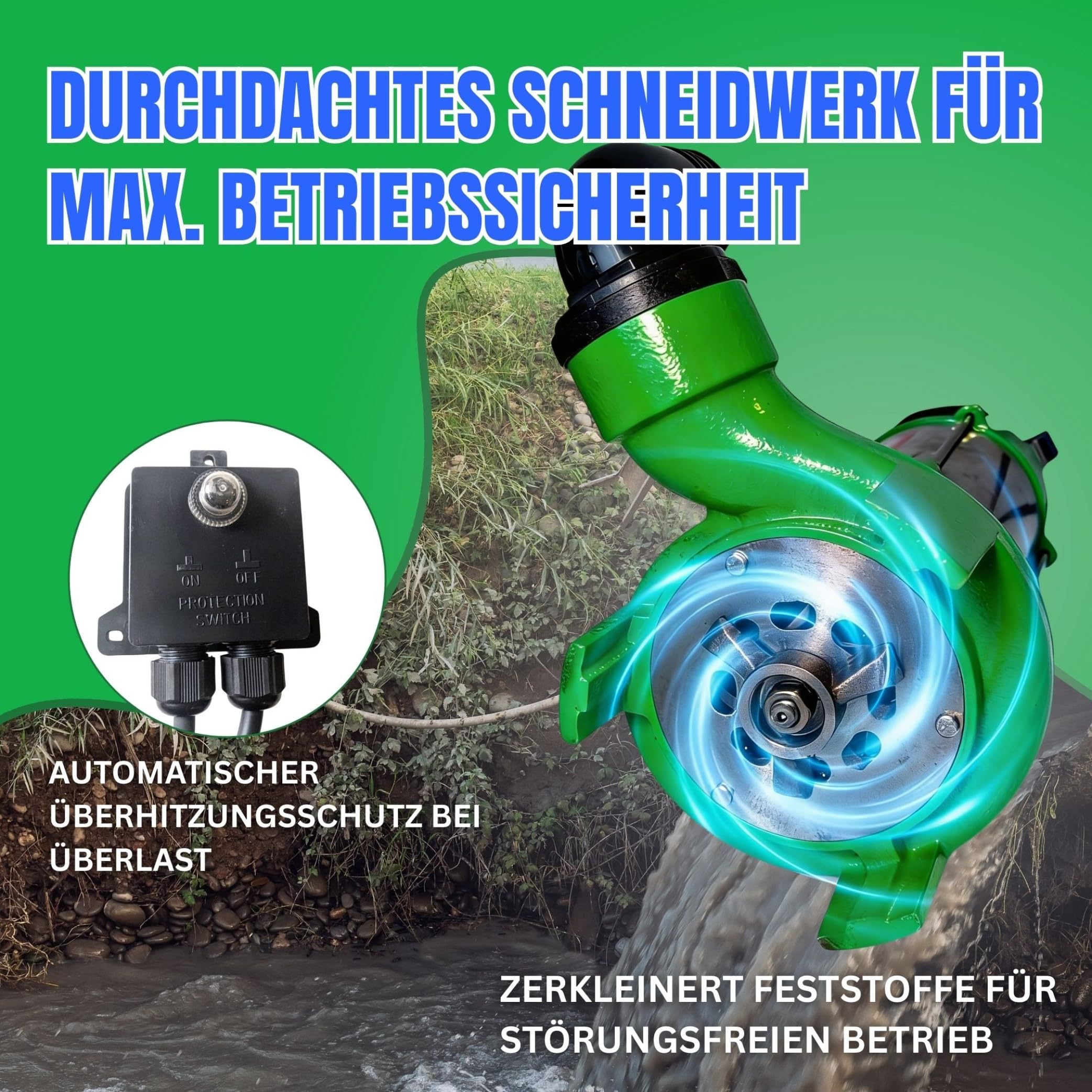 Pompe professionnelle pour eaux usées V550 11000 l/h (pompe à matières fécales professionnelle sans tuyau en C de 2")