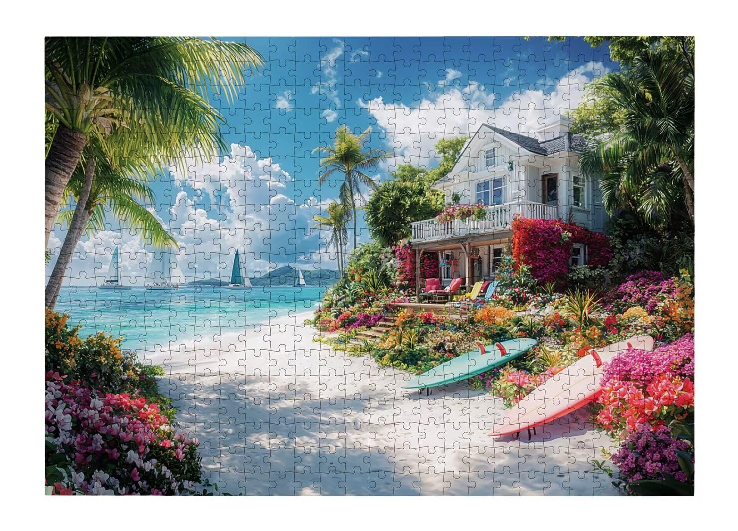 Puzzle 1000 Pezzi, Puzzle Spiaggia per Adulti, 70x50cm, Compact Box -4400