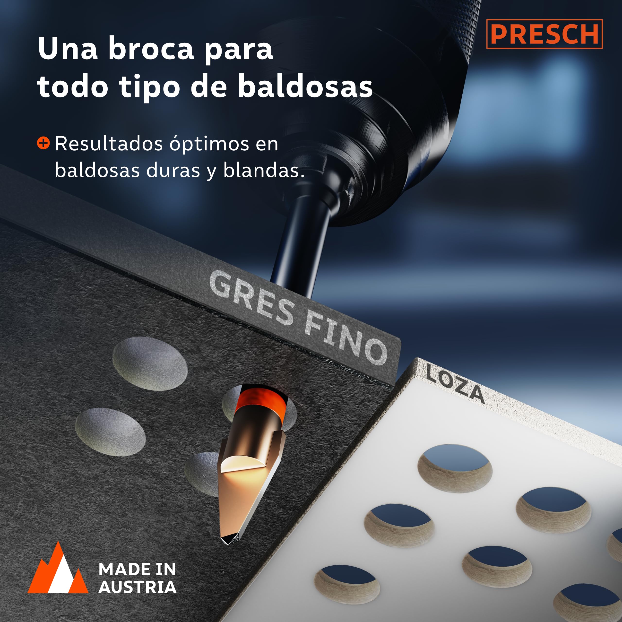 Presch Set de Brocas azulejos | ⌀ 6mm, 8mm, 10mm | Brocas especialmente para azulejos duros, cerámica, vidrio y porcelana | Incluidas en una caja