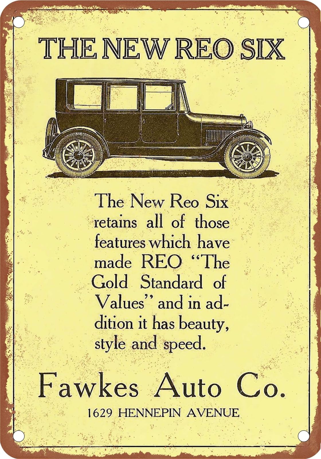 Miaomansenstore Metal Sign - 1918 Reo Vintage Ad 01 - Old Retro Rusty Look Home Decor