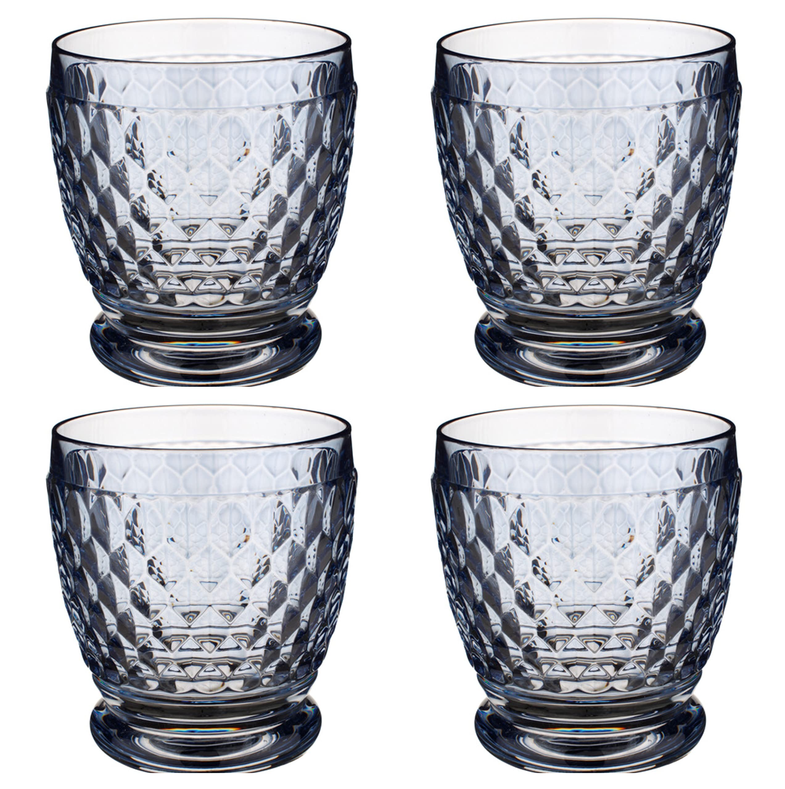 Villeroy & Boch Boston coloured Becher blue 4 Stück Nr. 1173091411 und 4er Set EKM Living Edelstahl Strohhalme