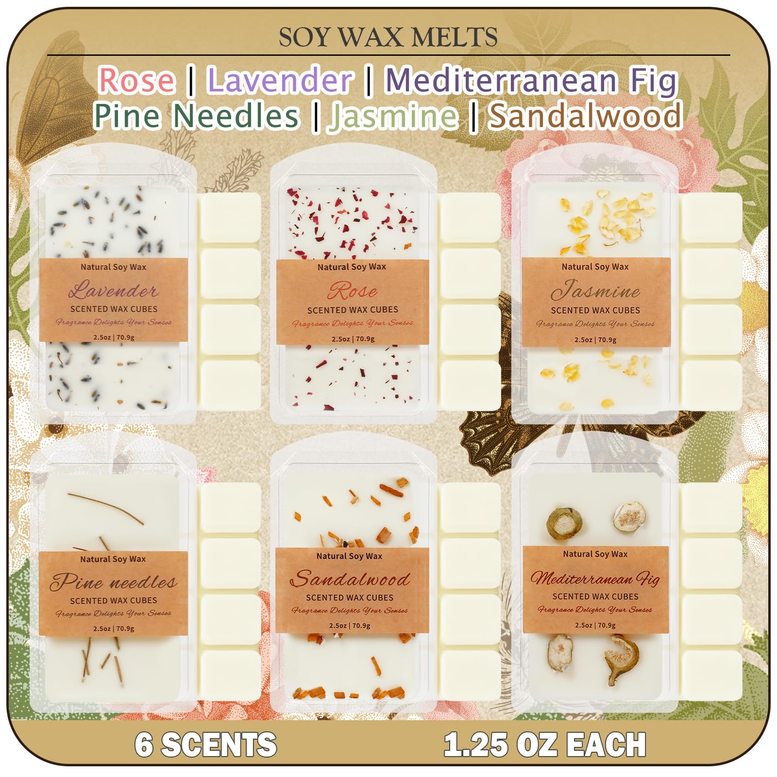 SCENTORINI Wax Melts, 6 Pack Summer Scented Wax Cubes for Wax Warmer