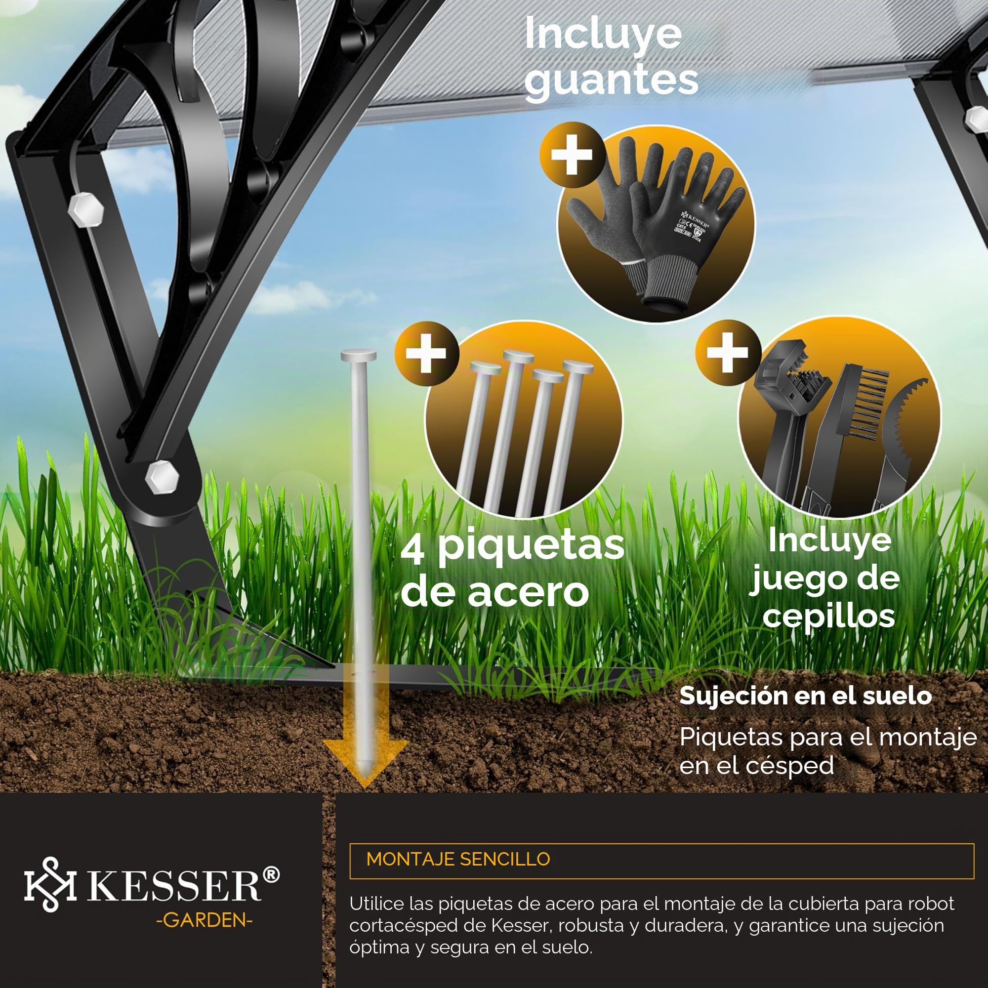 KESSER® Garaje para Robot cortacésped, Cobertura para Robot cortacésped, cortacésped robótico, jardín Resistente a la Intemperie, Incluye Material de Montaje, Dimensiones 82 x 103 x 47 cm.
