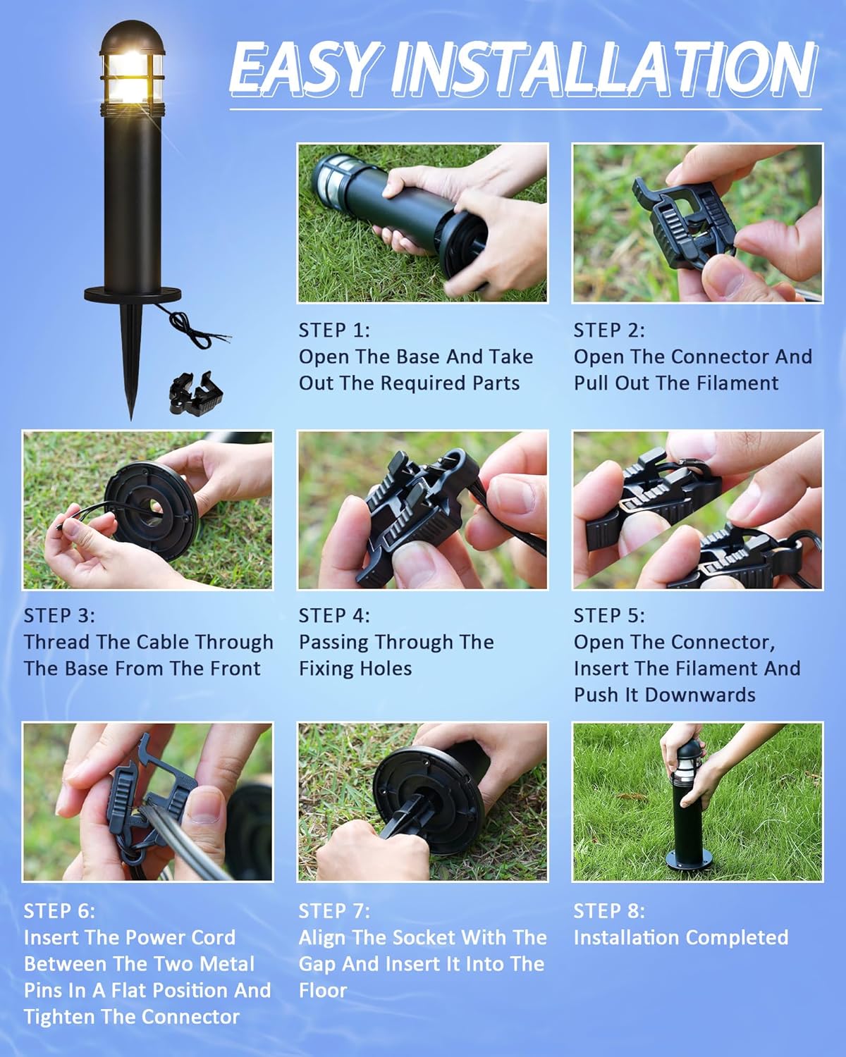 2 Pack 12V LED Bollard Pathway Lights, High Brightness 200LM, IP67 Waterproof Yard Walkway Lighting, Cast-Aluminum, 2700K Warm White for Outdoor Garden Decor