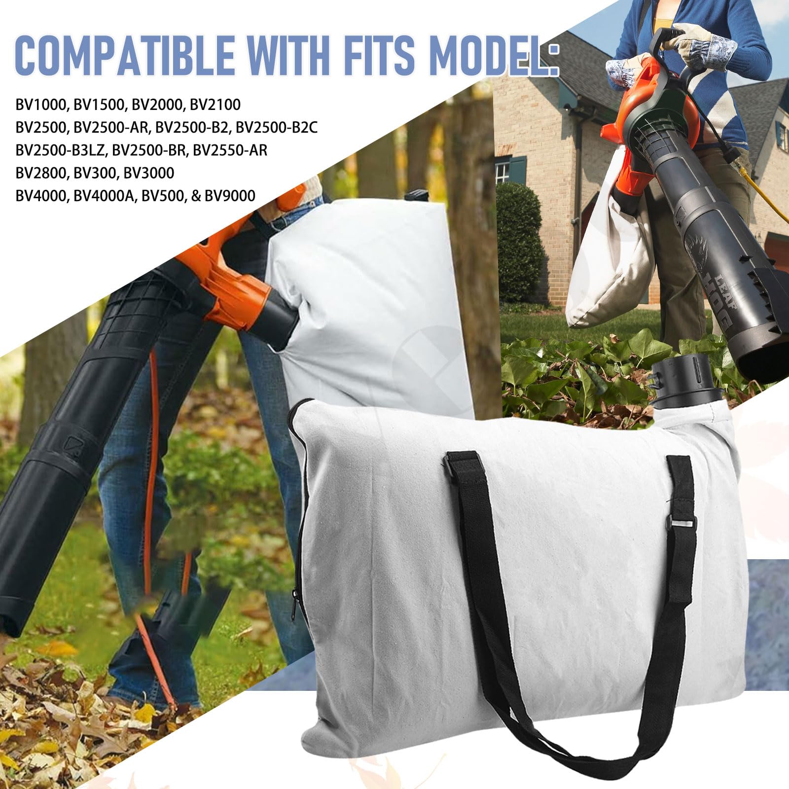 BaoBag 610004-01 - Bolsa de hombro compatible con soplador de hojas Black & Decker 614000401 BV2500 BV4000 (1)