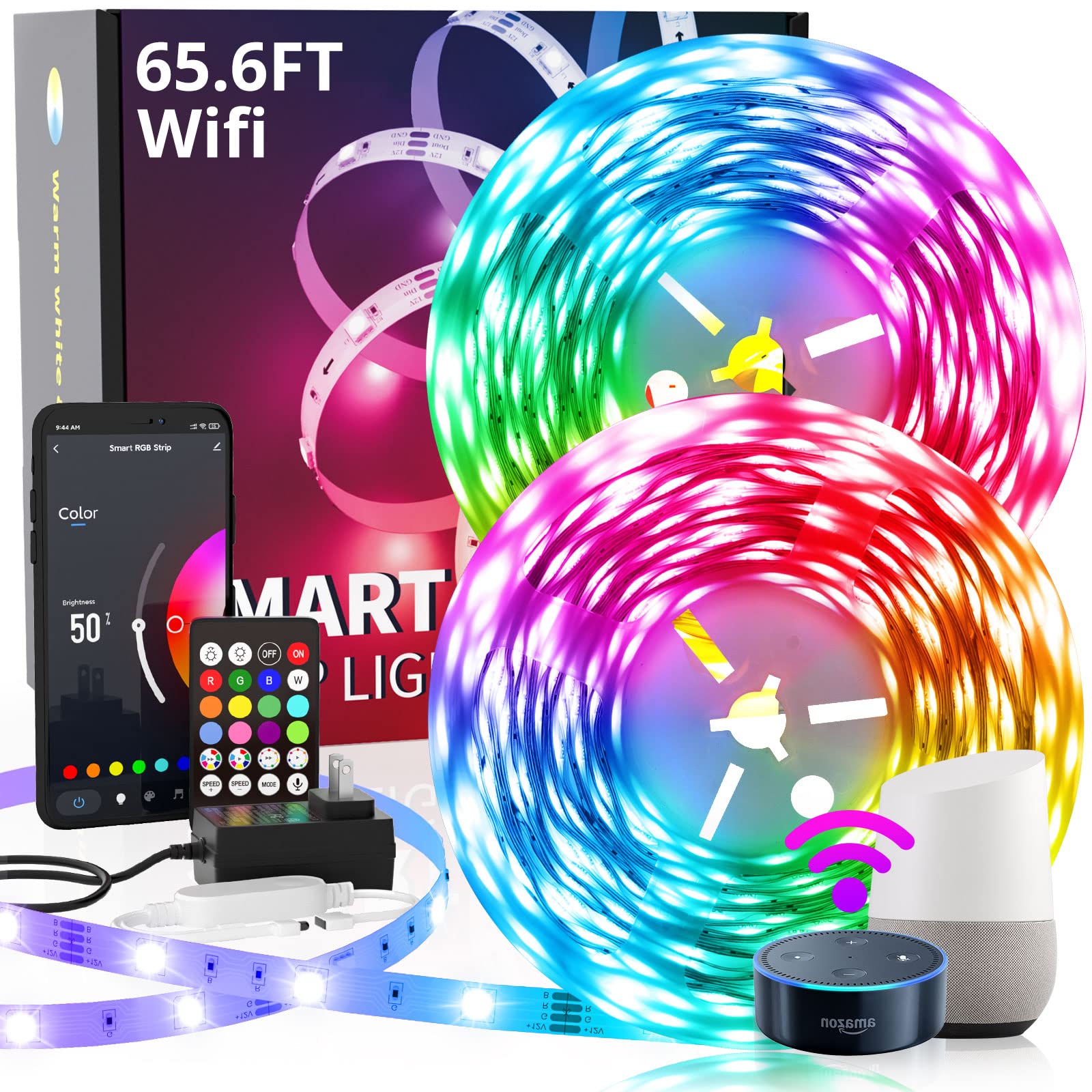 65.6ft/20m WiFi LED Strip Lights for Bedrooms,Smart LED Lights