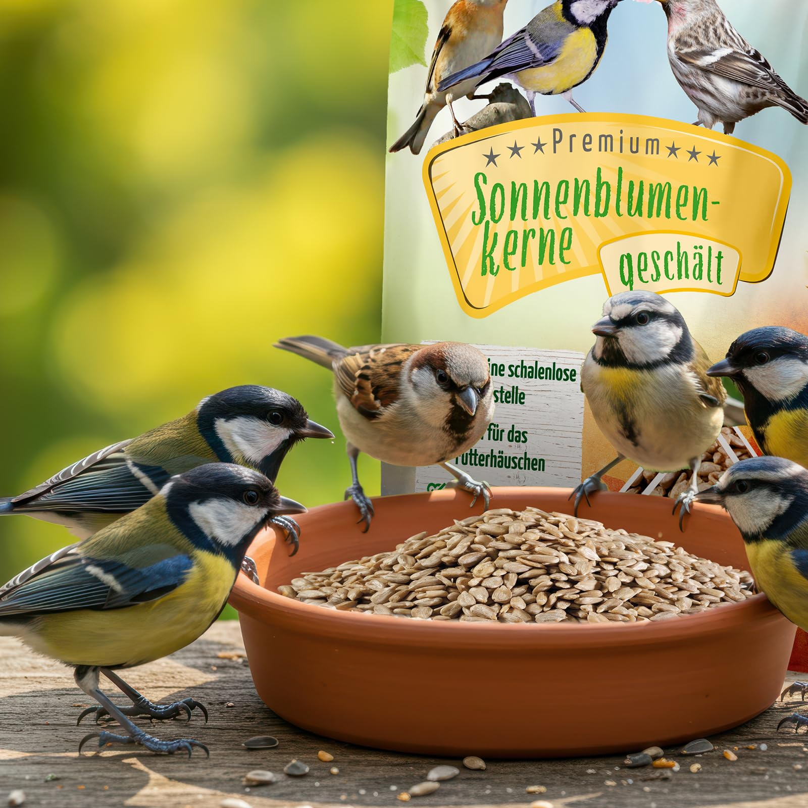PANTO Sonnenblumenkerne geschält 25 kg – Wildvogelfutter ganzjährig | Reine, schalenlose Kerne ohne Schalenreste – energiereich für Körner- & Weichfresser an Futterplatz & Vogelhäuschen